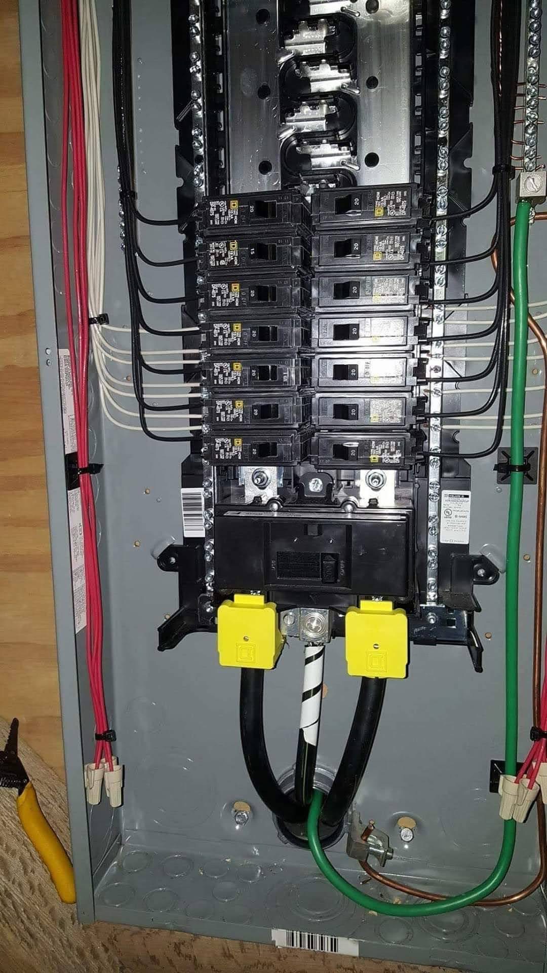 Square D 200 amp residential panel upgrade with clean wire routing